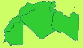 Nordafrika:(Maghrebstaaten) Mauretanien, Marokko, Algerien, Tunesien, Libyen